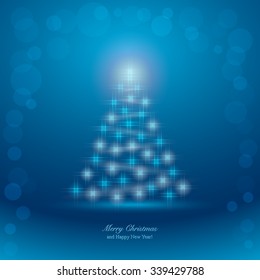 Christmas Background with magic Christmas tree