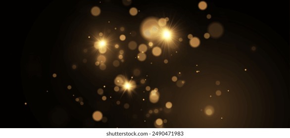 Christmas background. Magical shining gold dust. Small shiny dust particles fall slightly. Stunning shimmer effect. Vector illustrator.	
