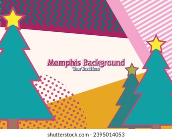 Christmas Background Memphis Style Template Design