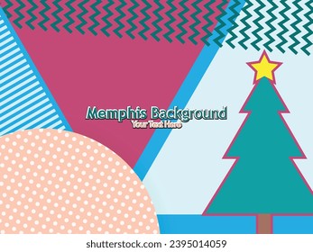 Christmas Background Memphis Style Template Design