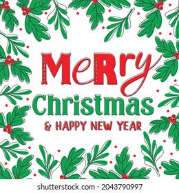 Christmas background with Merry Christmas and Happy new Year
