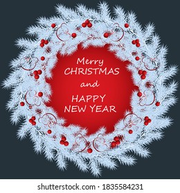 Christmas Background. Merry Christmas inscription greeting. Chic Christmas Greeting Card. Vector illustration