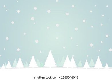 Christmas background with Merry Christmas Landscape with forest and snow illustration. Vector illustration  Christmas scene winter card.