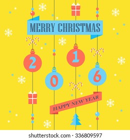 Christmas background. Modern flat icon in stylish colors. 