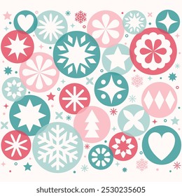 Christmas background in modern style. Decorated ball with snowflakes. Vector illustration
