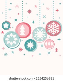 Christmas background in modern style. Decorated ball with snowflakes. Vector illustration