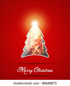 Christmas background. Mosaic Christmas tree with golden star. Vector illustration.