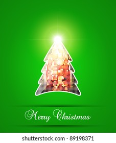 Christmas background. Mosaic Christmas tree with golden star. Vector illustration.