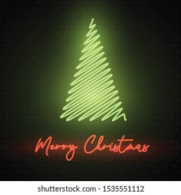 Christmas background with a neon tree design