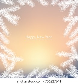 Christmas background. New Year. Celebration. Vector illustration. Fir branches. Frost. Winter. Frame.