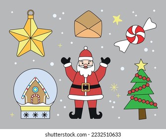 Christmas background. New Year. Characters. Elements. Kit. Part 2