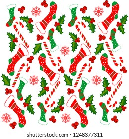 Christmas background. New Year decor. Christmas sock.