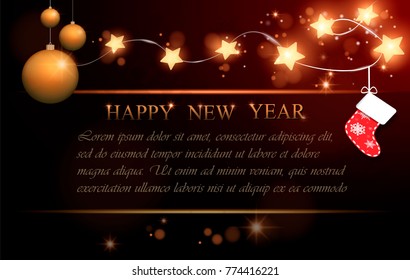 
Christmas background. New Year, garland, star.konfety. vector illustration