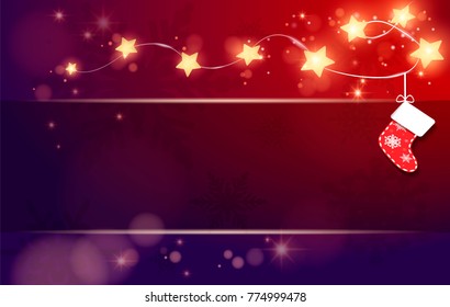 Christmas background. New Year, garland, star. vector illustration