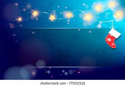Christmas background. New Year, garland, star. vector illustration