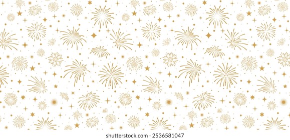 Christmas background, New Year pattern, gold fireworks