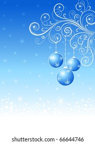 Christmas background, New Year's, three balls. Vector illustration.