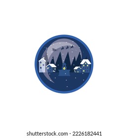 Weihnachtshintergrund, Nachthintergrund, Weihnachten auf kreisförmigem Hintergrund.