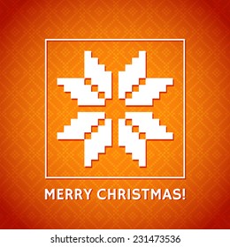 Christmas Background with Norwegian Pattern and Star. Vector design for Greeting Card, Background, Poster