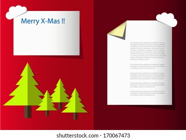 Christmas background note paper template for design , vector