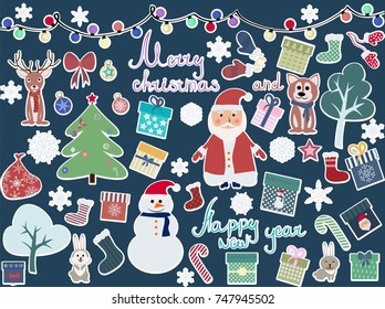 christmas background, on a blue background, vector illustration
