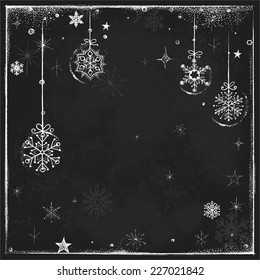 Christmas Background On Chalkboard, Hand-drawn Illustration.