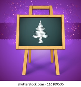 Christmas background on class chalkboard. Vector illustration.