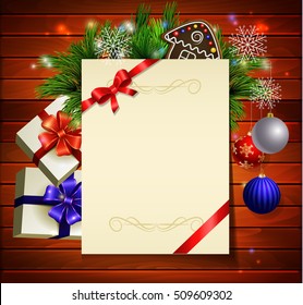 Christmas background on wood