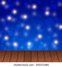 Christmas background on wood floor vector illustration