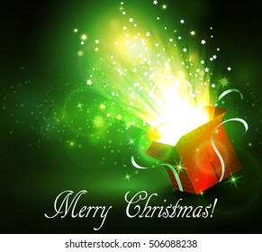 Christmas background with open red box