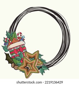 Christmas background. Christmas ornament and frame
