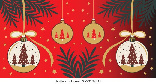 Christmas Background ornament glass ball. Christmas greetings vector background design.