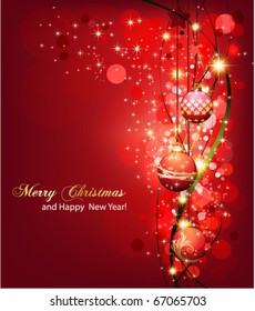 Christmas background with ornaments.