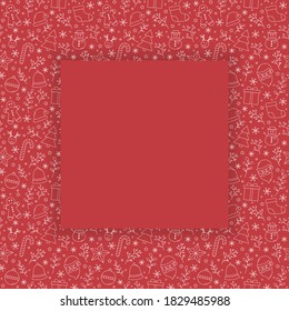 Christmas background with ornaments and copyspace. Empty Xmas greeting card. Vector