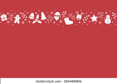 Christmas background with ornaments and copyspace. Empty Xmas greeting card. Vector