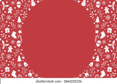 Christmas background with ornaments and copyspace. Empty Xmas greeting card. Vector