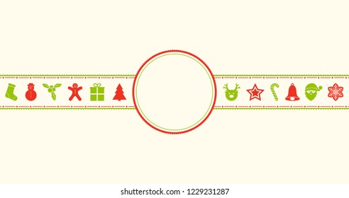 Christmas background with ornaments and copyspace. Vector.