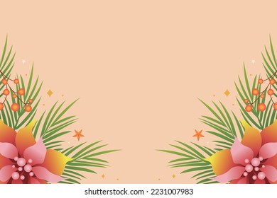Christmas background with ornaments and nature. Christmas design elements collection. green leafy plants