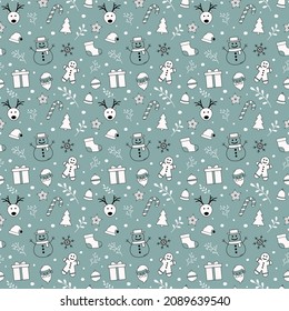 Christmas background with ornaments. Seamless pattern. Vector