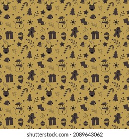 Christmas background with ornaments. Seamless pattern. Vector