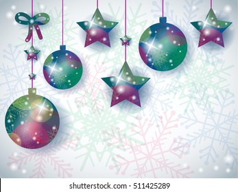 Christmas background with ornaments and space for text. Vector illustration 