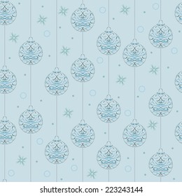 christmas background with ornaments, vector, seamless pattern