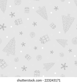 christmas background with ornaments, vector, seamless pattern