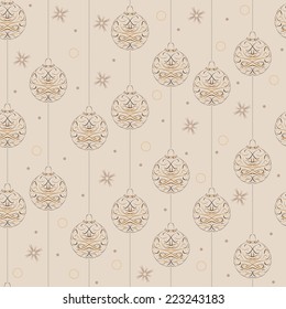 christmas background with ornaments, vector, seamless pattern