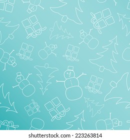christmas background with ornaments, vector, seamless pattern