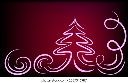 Christmas background, ornate pattern of Christmas tree, space for text.