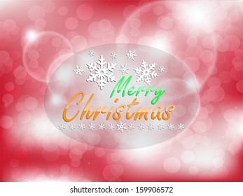Christmas background with out of focus background and many snowflakes. Typography poster. (EPS10 Vector)