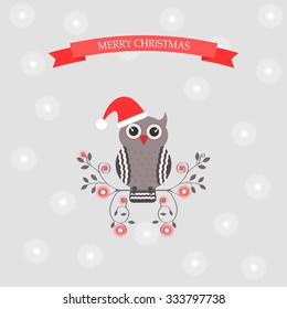 Christmas background with owl