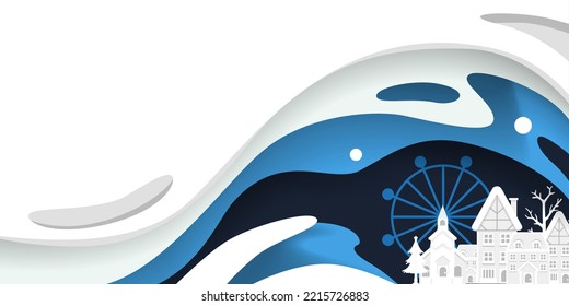 christmas background paper cut style vector design