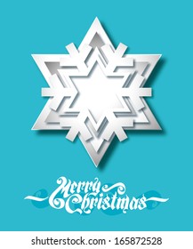 Christmas background with paper snowflake vector illustration. 